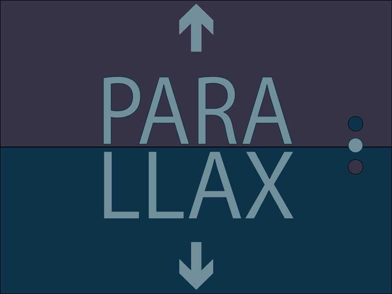 Parallax word with arrows showing scroll