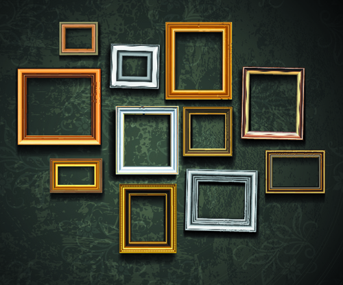 vintage picture frames on wall
