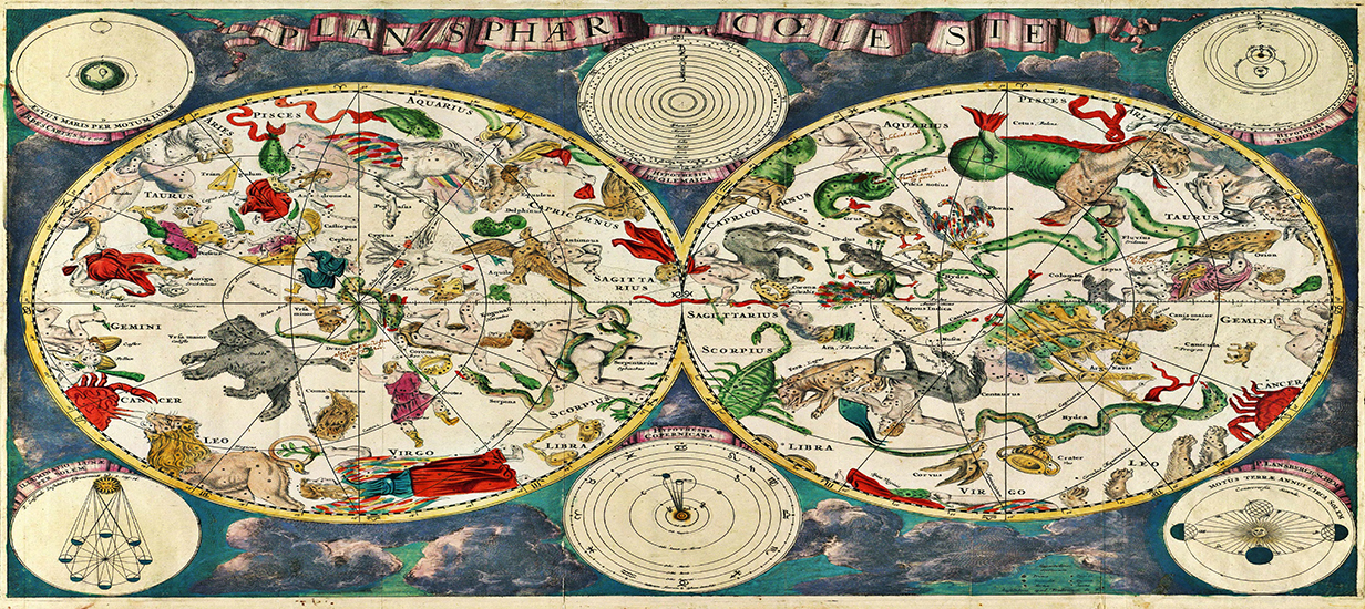 antique image of celestial planets